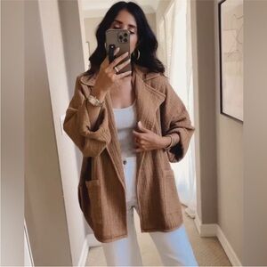 NWT sz M Pilcro Gauze Open Front Shirt oversized pockets in copper rust